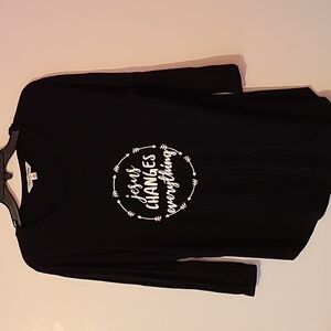 Black Long Sleeve Tee with Inspirational Print